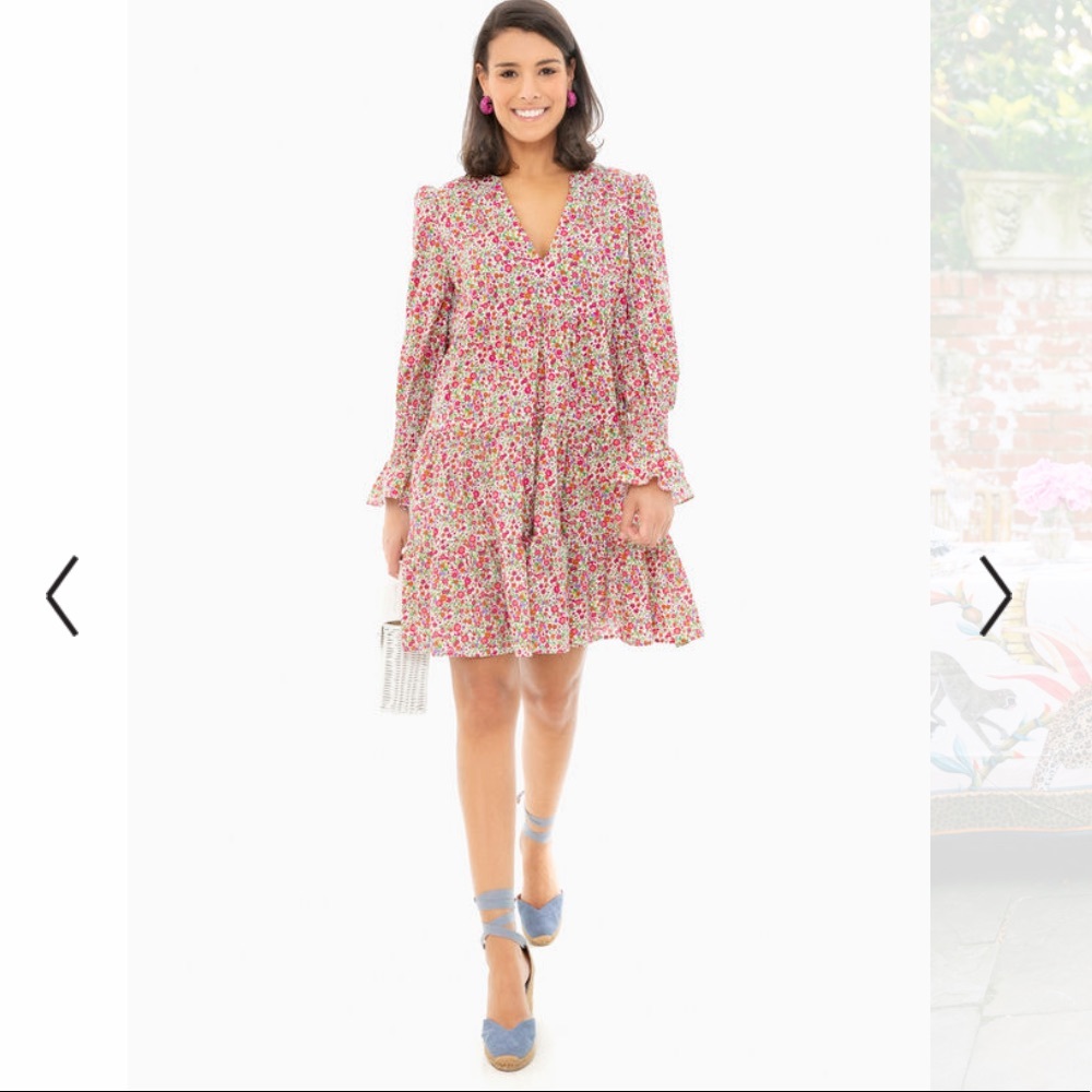 TUCKERNUCK DITSY FLORAL KENZO TIERED MINI DRESS